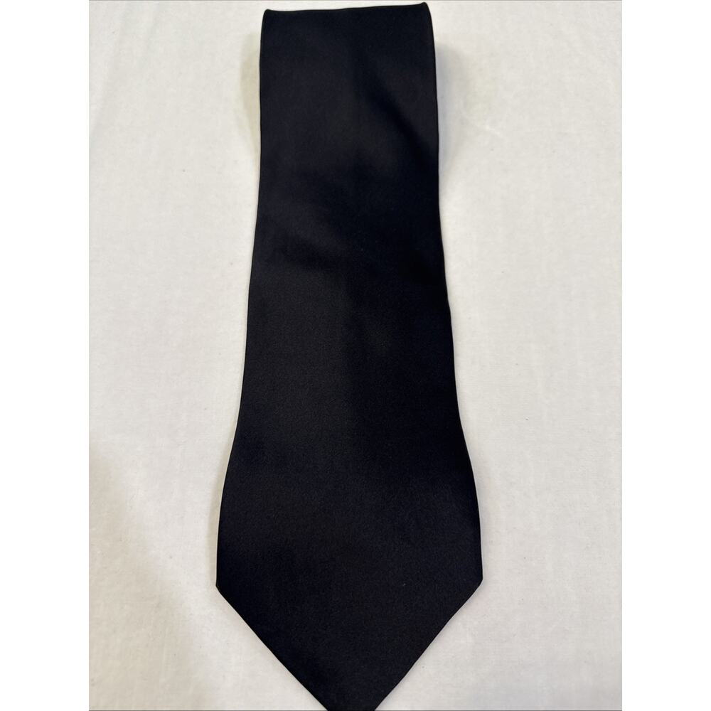 Dimoggio Necktie 100% Silk Hand Made Solid Black 80's Vintage.